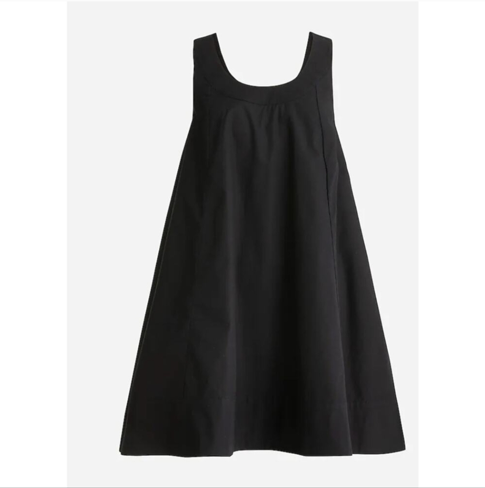 J Crew Patti Scoop Neck Shift Dress M Black NWT Poplin Women's CA662